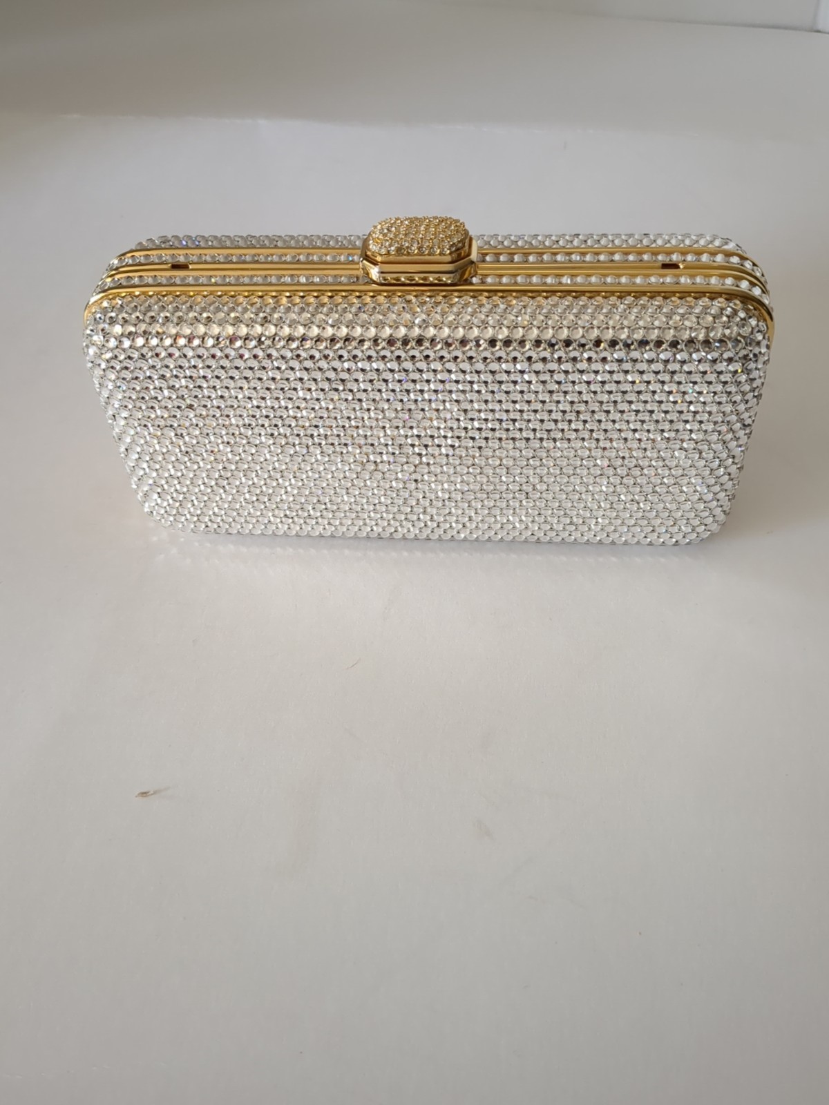 JUDITH LEIBER Couture SWAROVSKI CRYSTAL EMBELISHED MINAUDIERE Clutch Bag