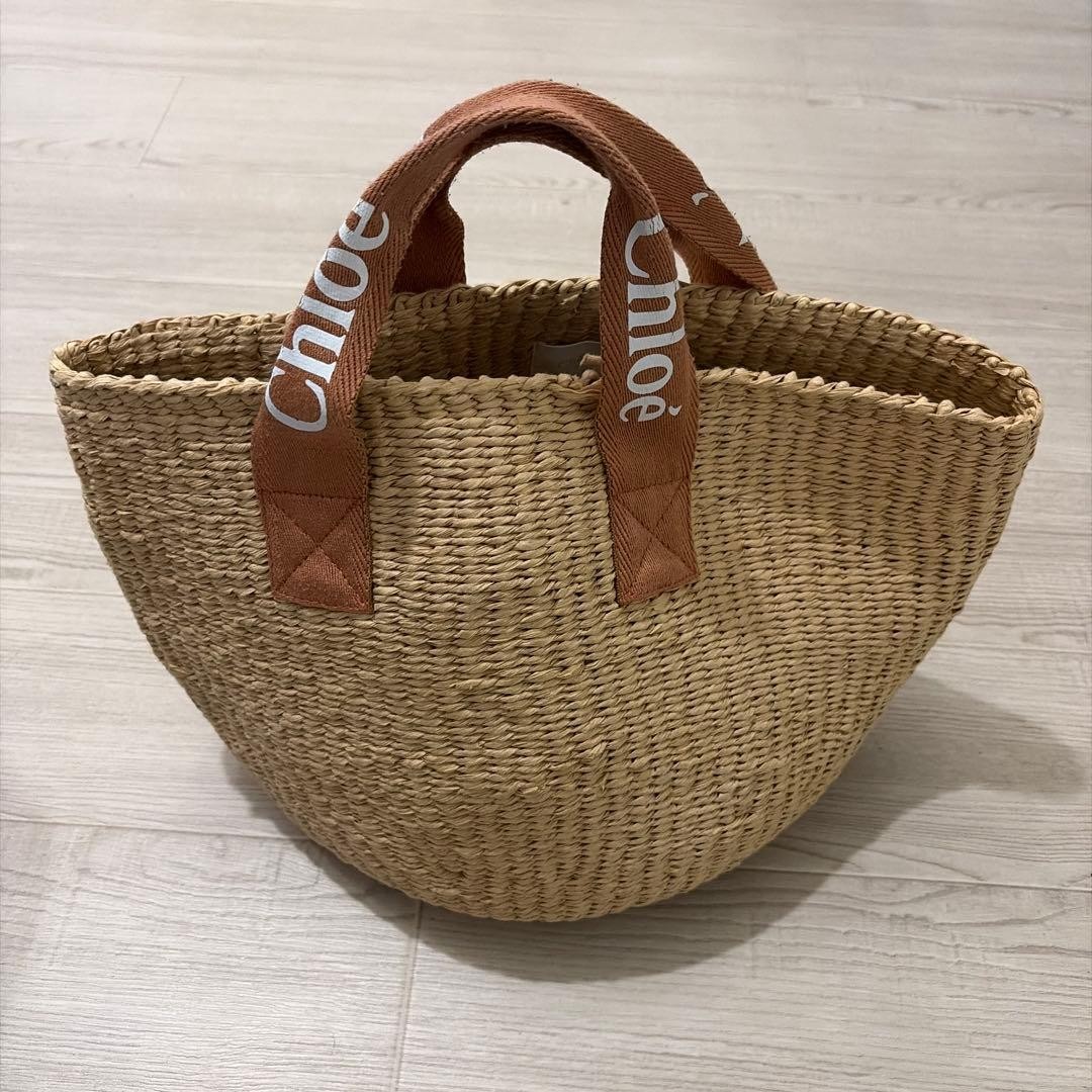 Chloe x Mifuko Basket Bag Handbag Brown Natural Material 12.60 x 8.66 x 8.27 in