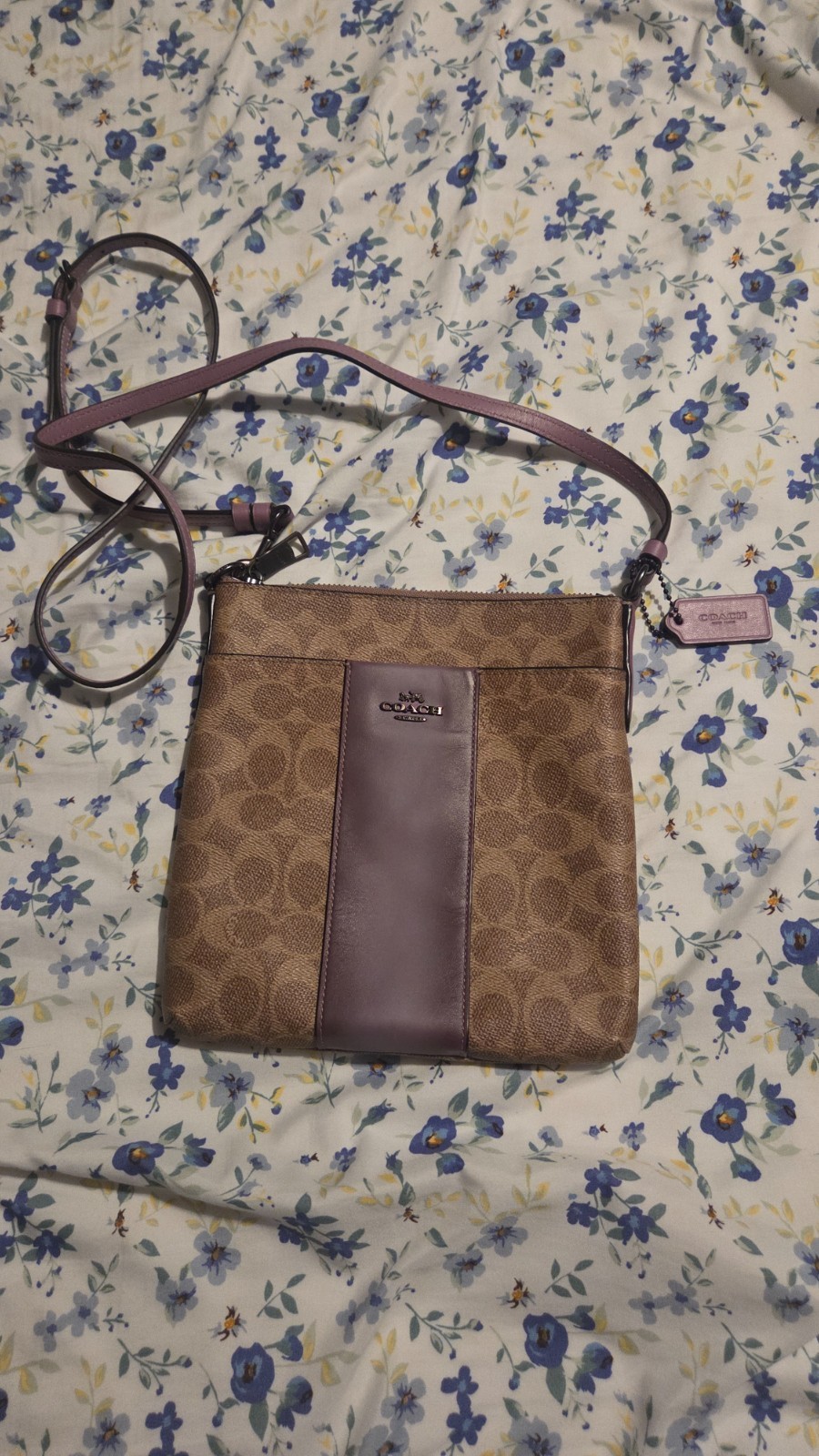 Coach Kitt Colorblock Women’s Crossbody Bag- lavender and brown