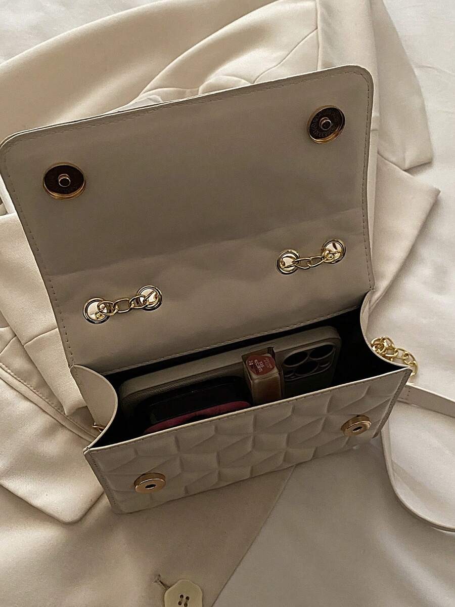 Monogram Square Bag Ruched Flap Chain Multi-compartment Crossbody Handbag