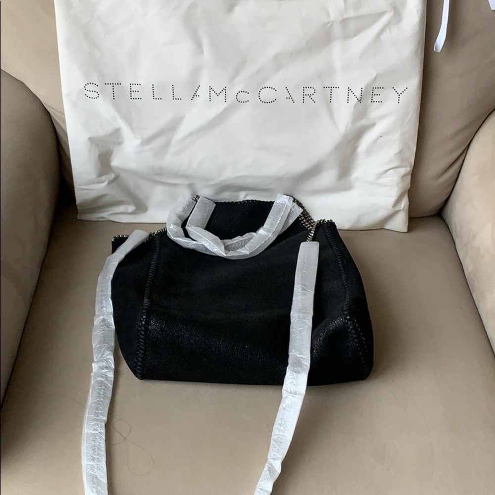 Stella McCartney Falabella Black Tote Bag Chain Strap Magnetic w/ Coin Purse