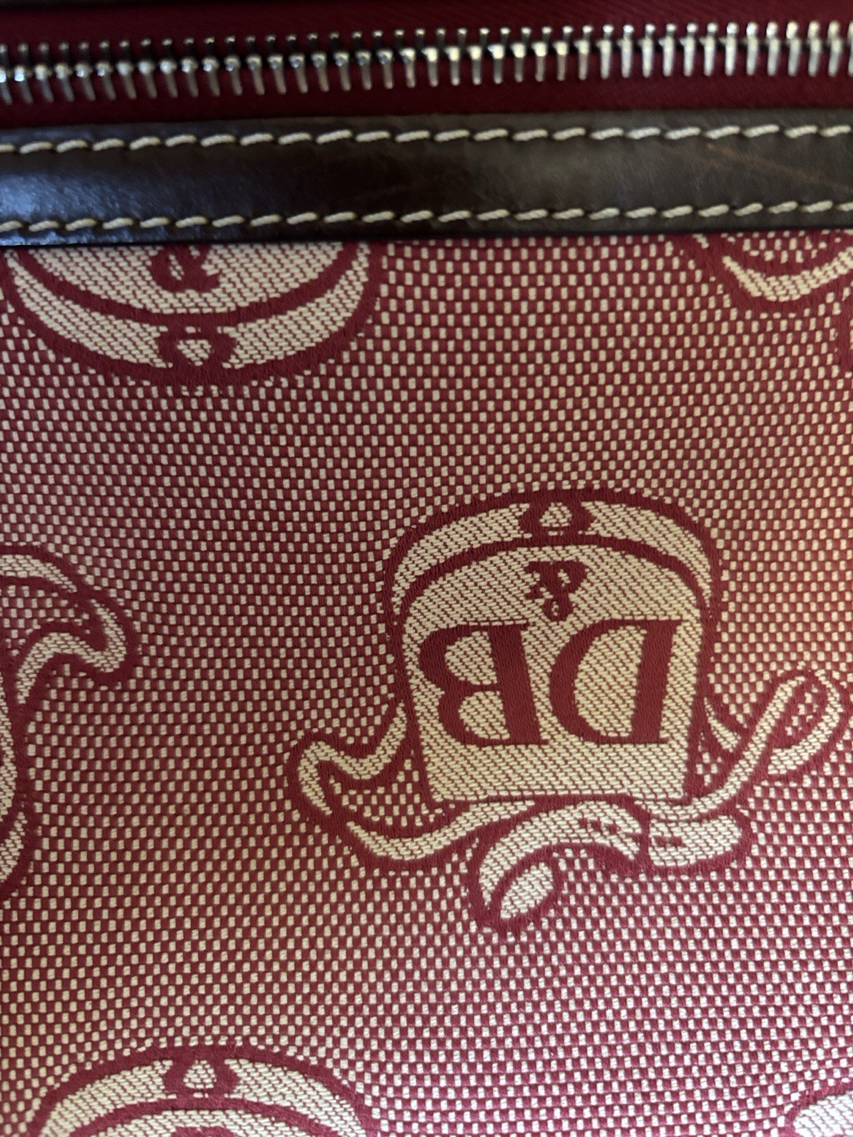 Dooney & Bourke Red and Cream Donegal Crest Domed Satchel