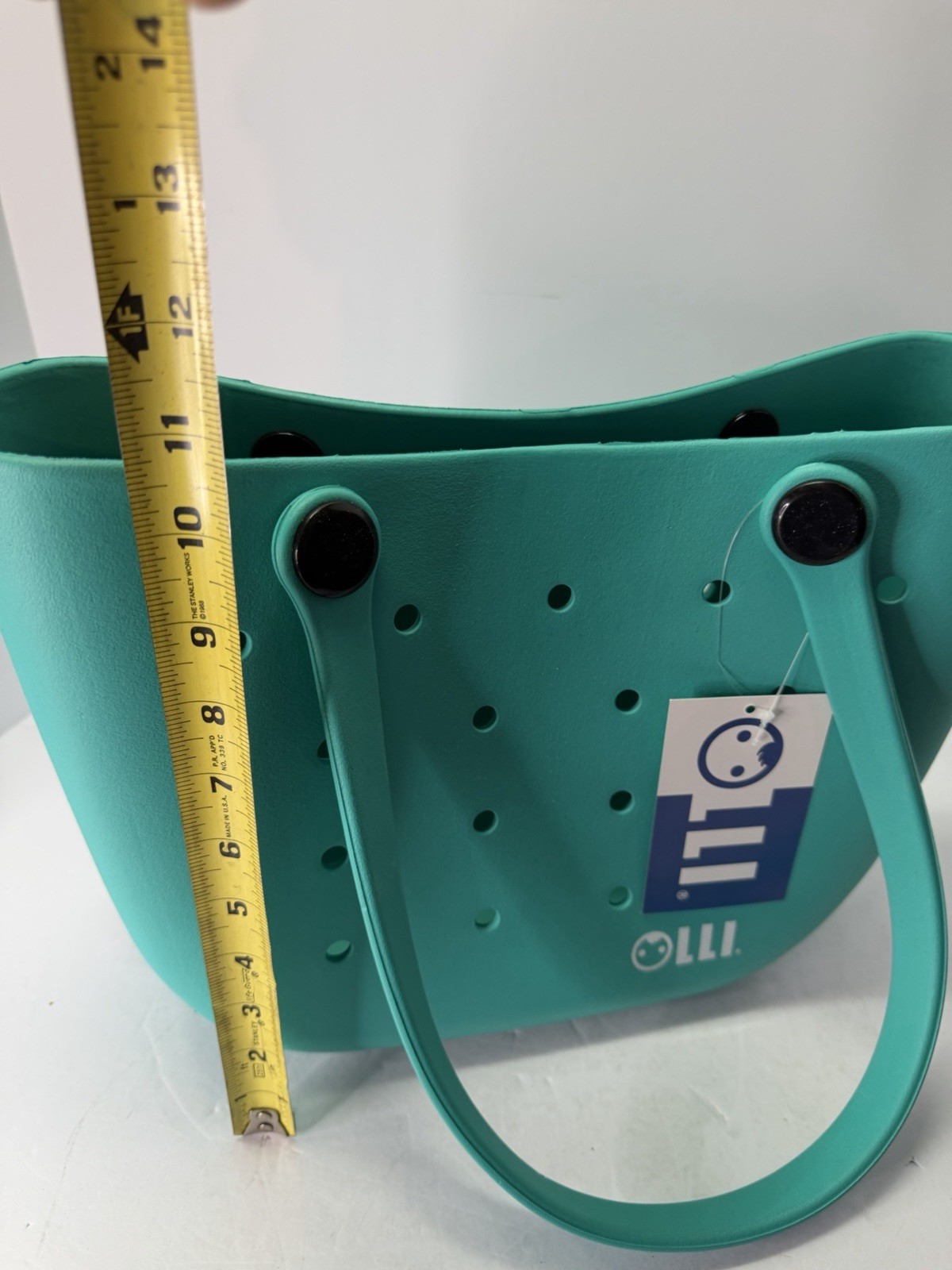Olli Small Tote Bag Rubber 13 Inch Wide 10.5 Inches Deep 3 Inches Wide Opening