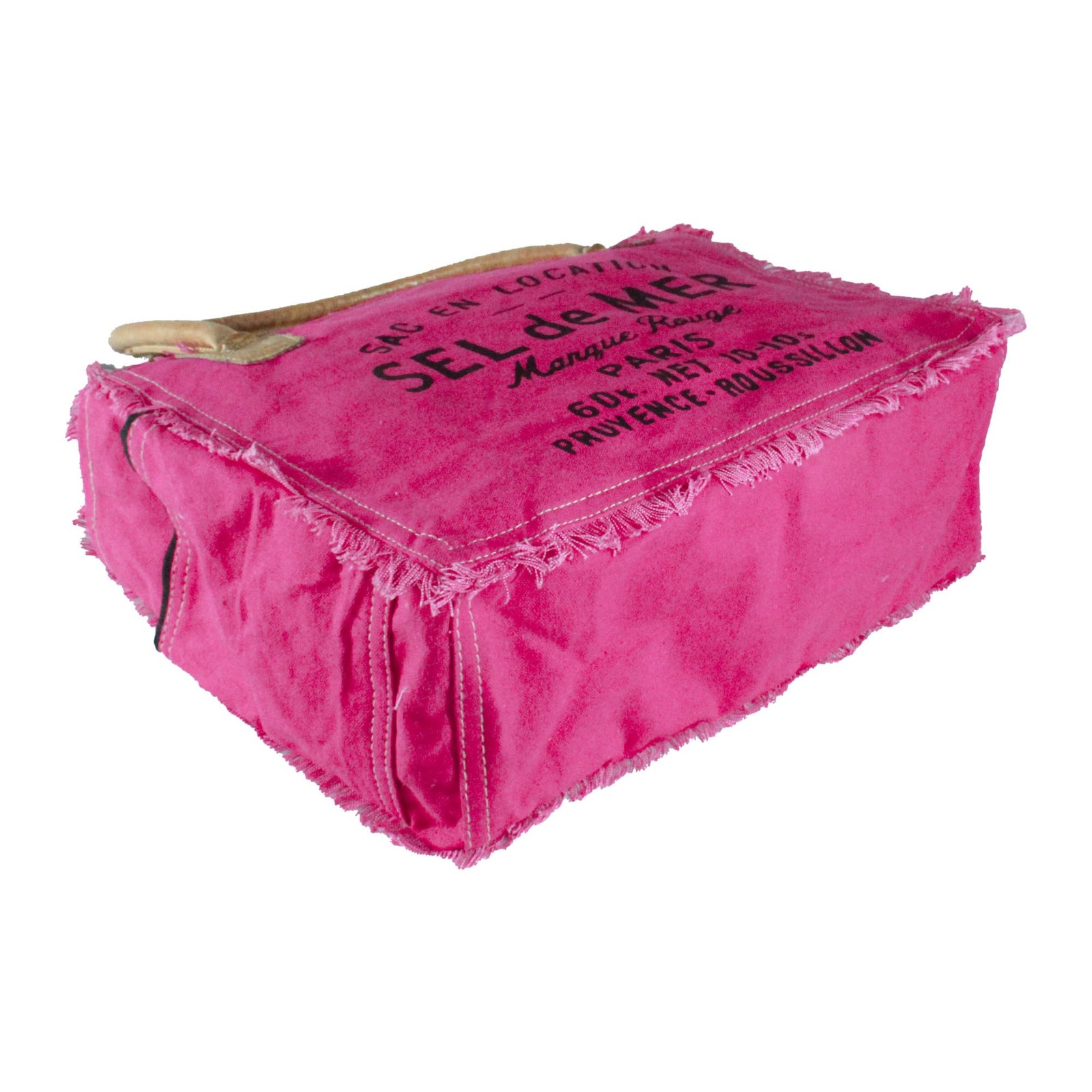 Sel de mer upcycled canvas hand bag 13 x 10 x 5 inches, Pink