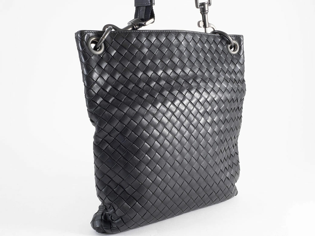 Bottega Veneta Intrecciato 172736 Shoulder Bag Leather Black Unisex #URB195