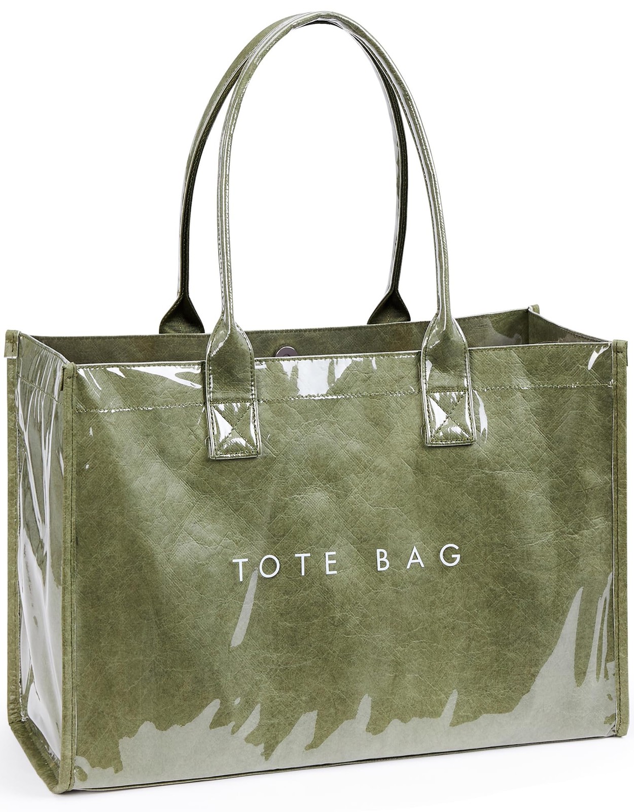 KALIDI PVC Tote Bag Women’s Kraft Paper Work Handbags Large, Dark Green