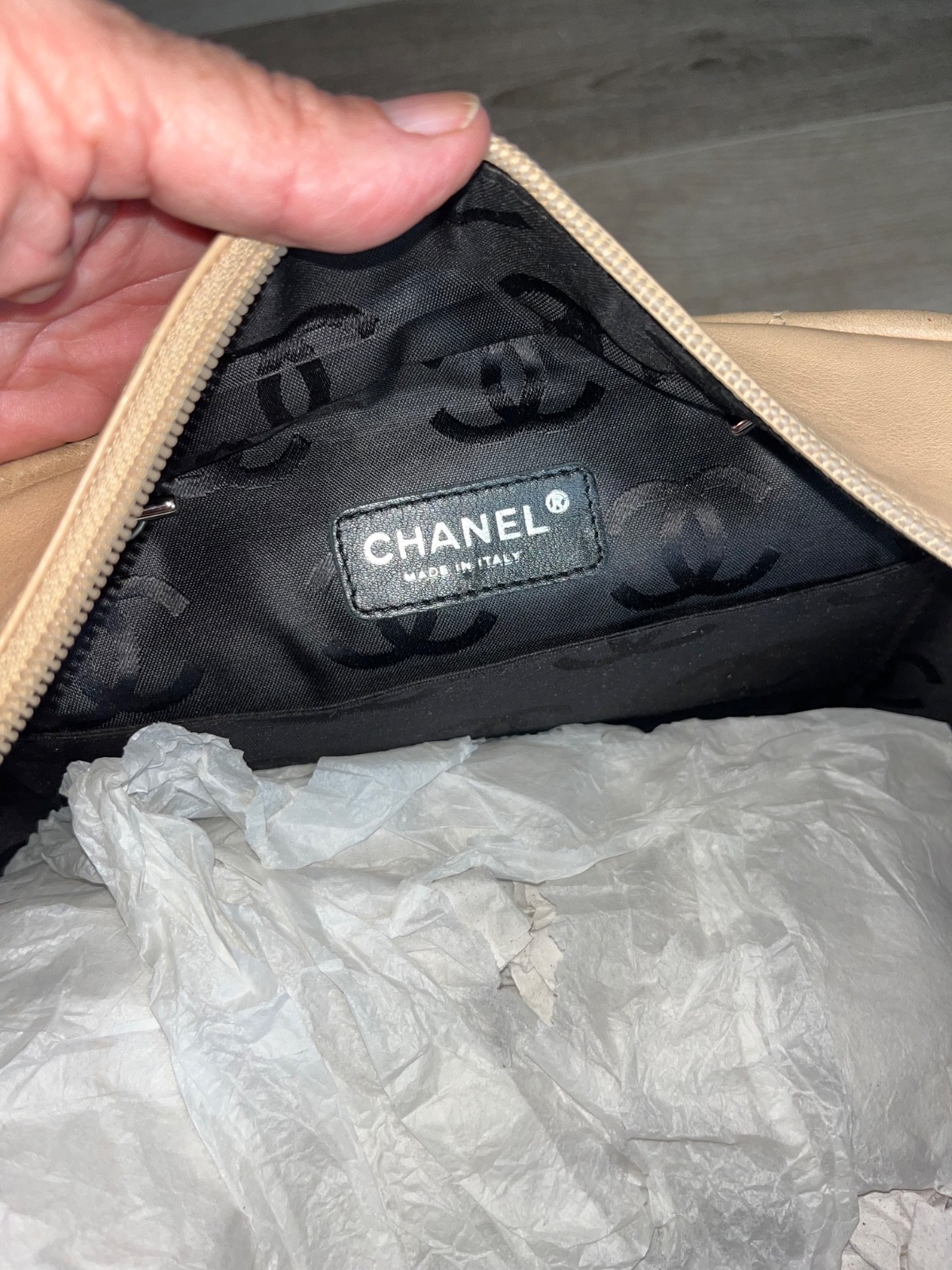 Authentic Chanel Cambon Ligne Rep Beige & Black Handbag – Timeless Classic