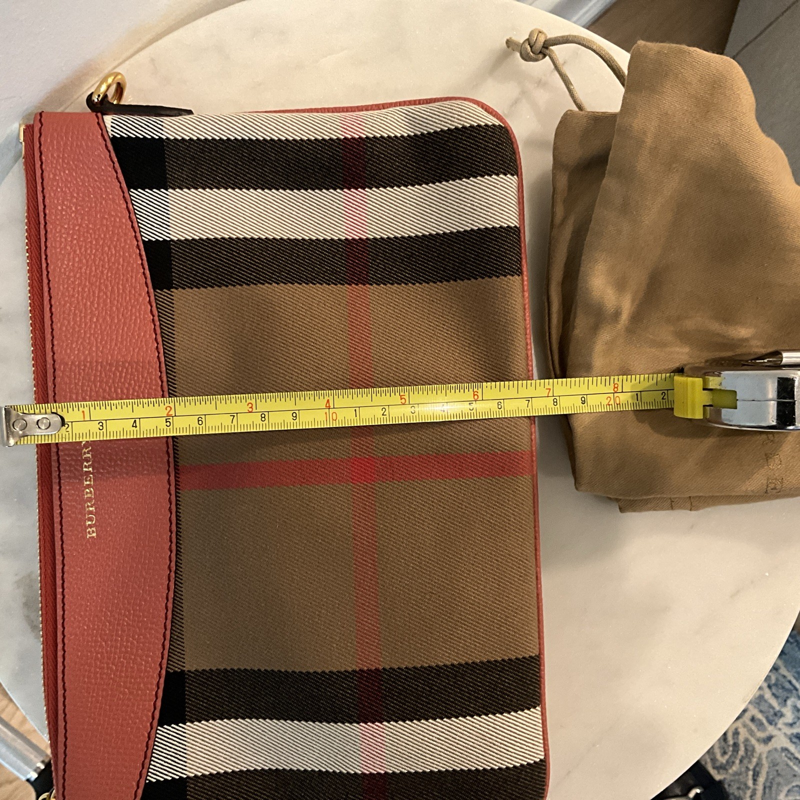 Burberry Peyton House Check Leather Pouch Crossbody Bag