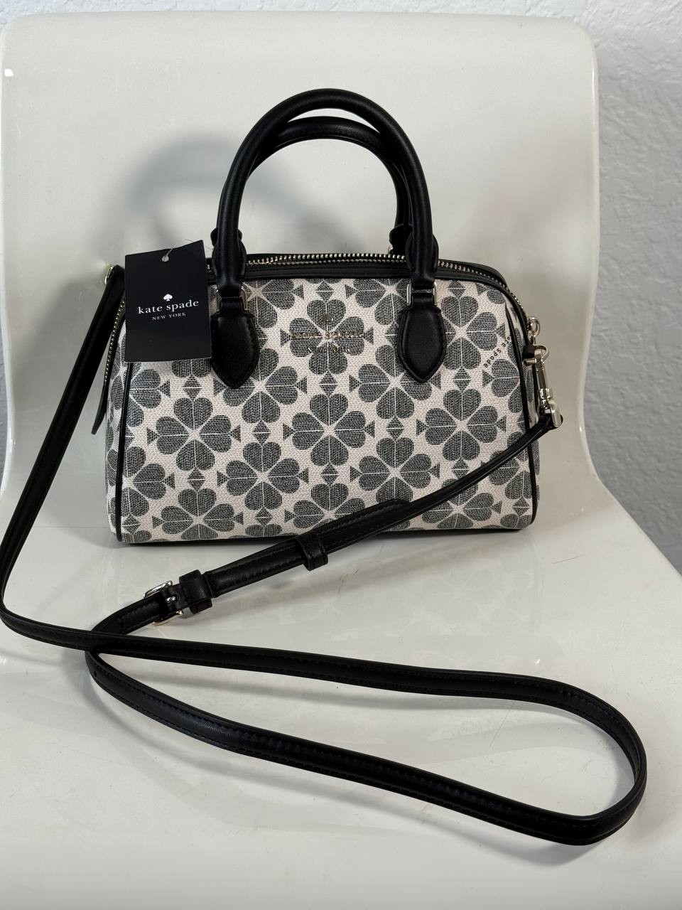 NWT Kate Spade New York Spade Flower Dolly Small Duffle Crossbody Black Multi
