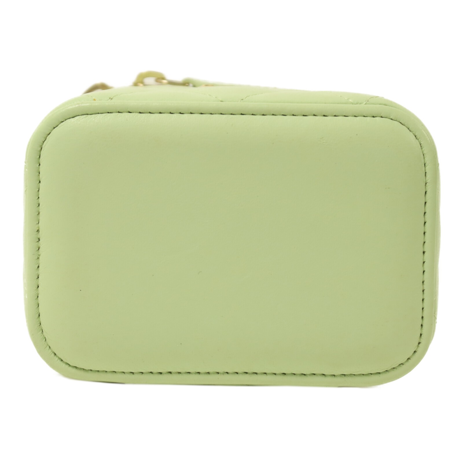 CHANEL CC GHW Vanity Case Gold Ball Chain Shoulder Bag Lambskin Light Green