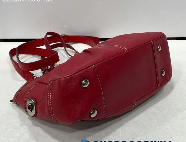 Coach Chili Red Leather Convertible Tote Crossbody Bag, Pebbled Shoulder Satchel