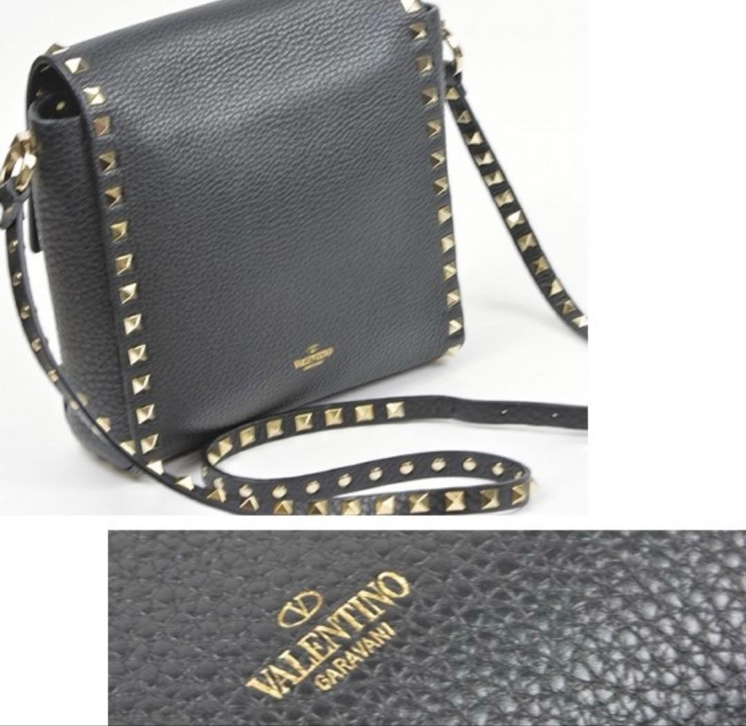 Valentino Garavani Rockstud Crossbody Grained Leather Bag 7.9×8.1×2.8 inch TW2B