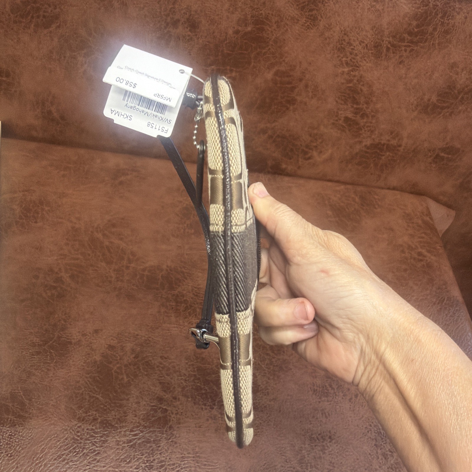 NWTCoach Wristlet 12cm Small 551158 Khaki handbag Wallet Clutch See Description