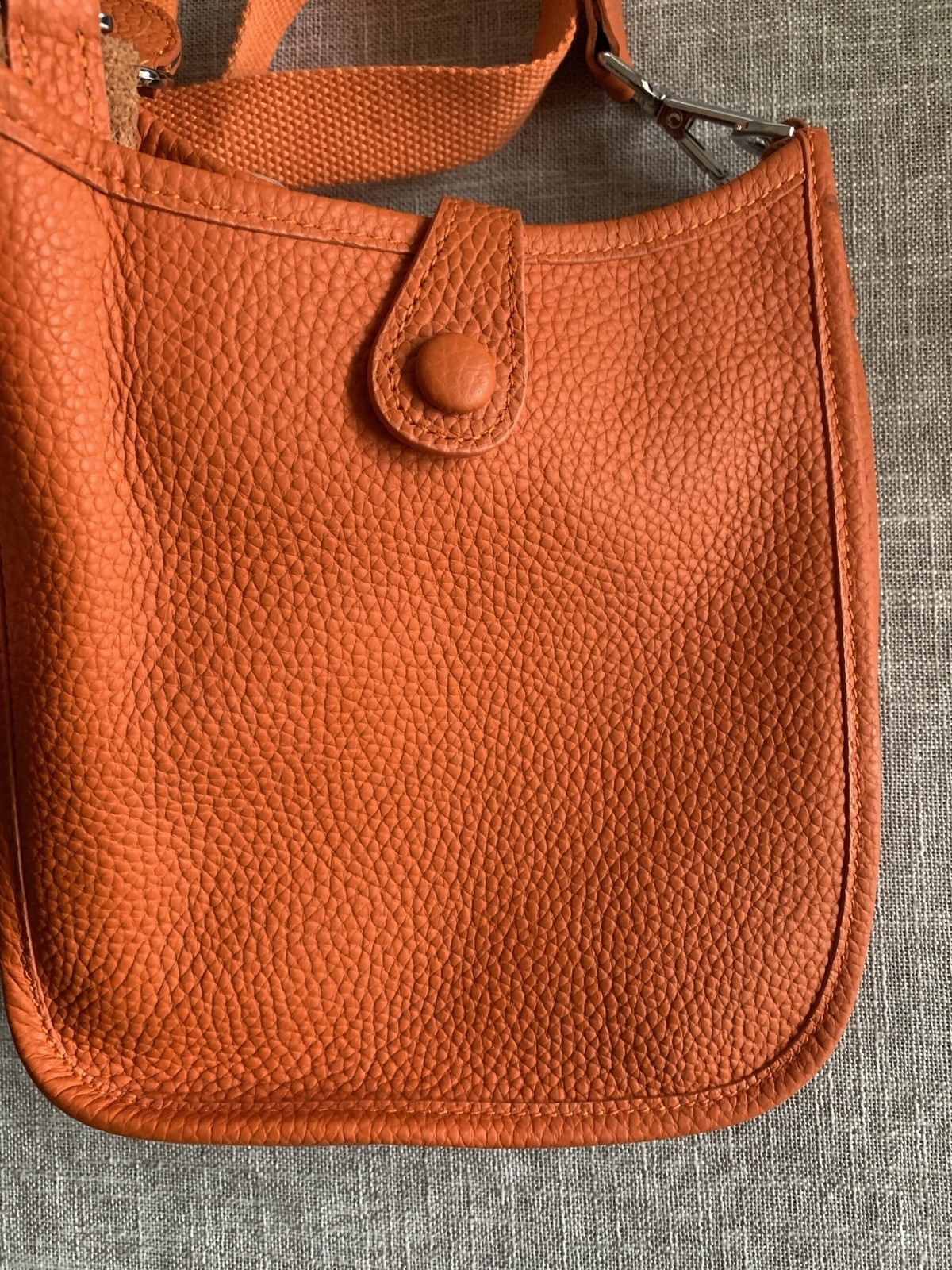 Hermes Shoulder Bag Evelyne Orange Leather Mini