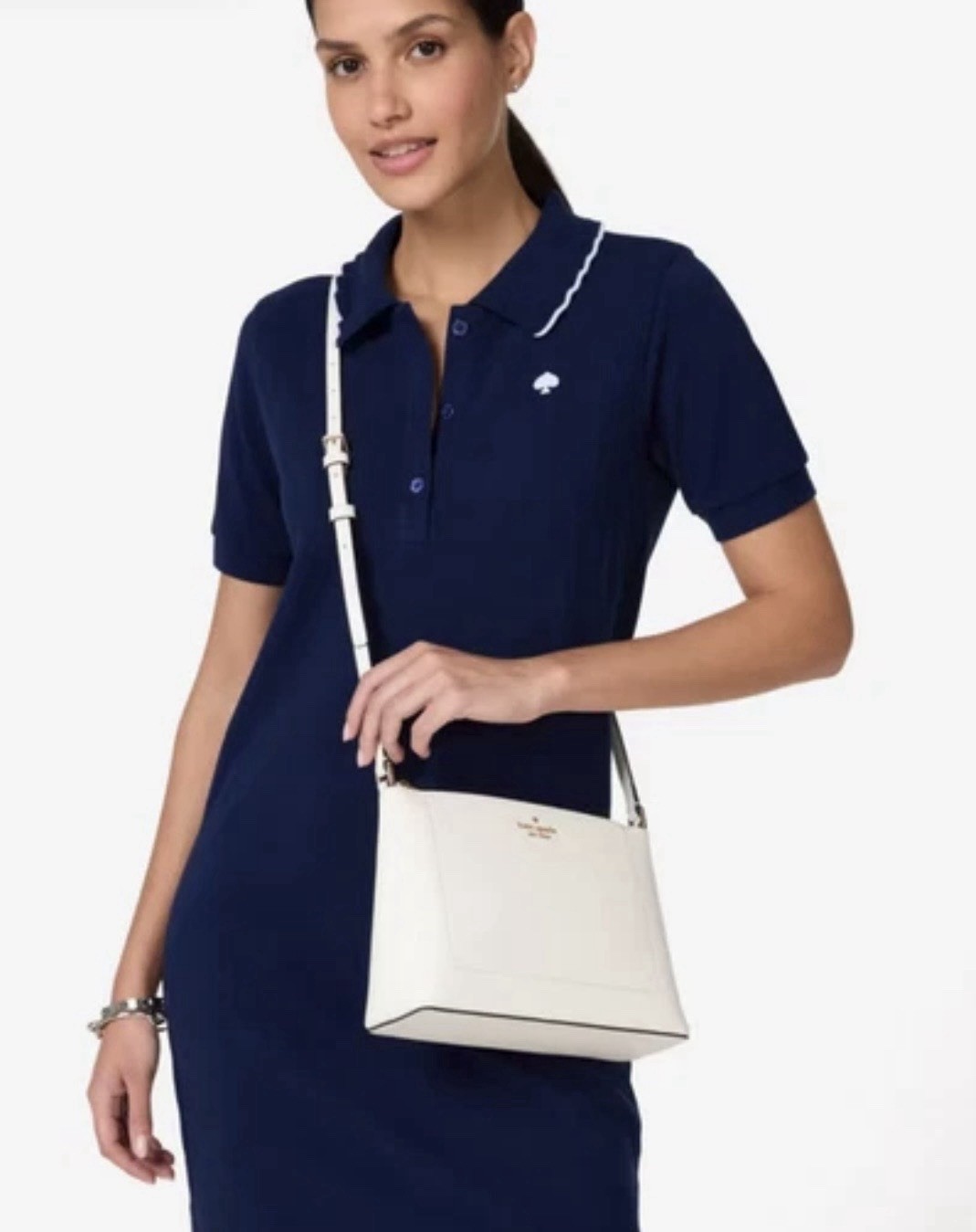Kate Spade Leila Pebbled Leather Meringue Crossbody Purse KG464 $329 Retail