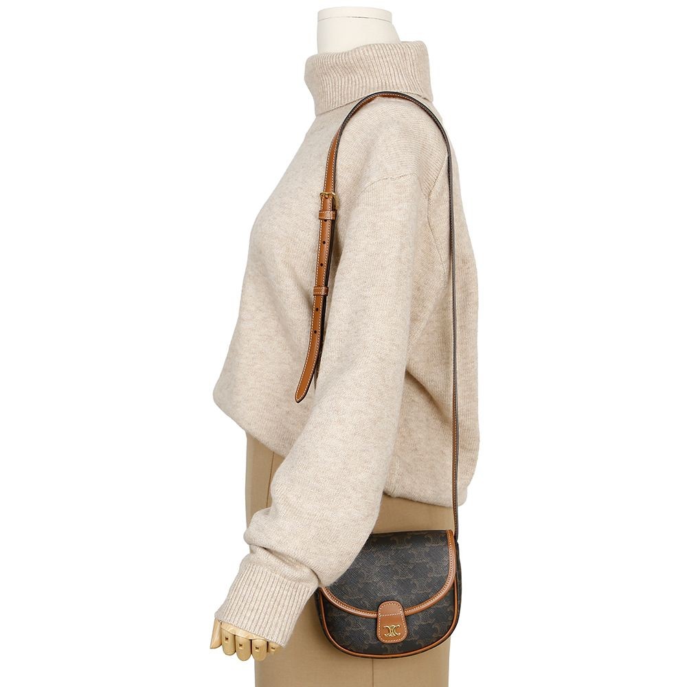 Celine Mini Triomphe Canvas Calf Shoulder Bag 155791012 [P]