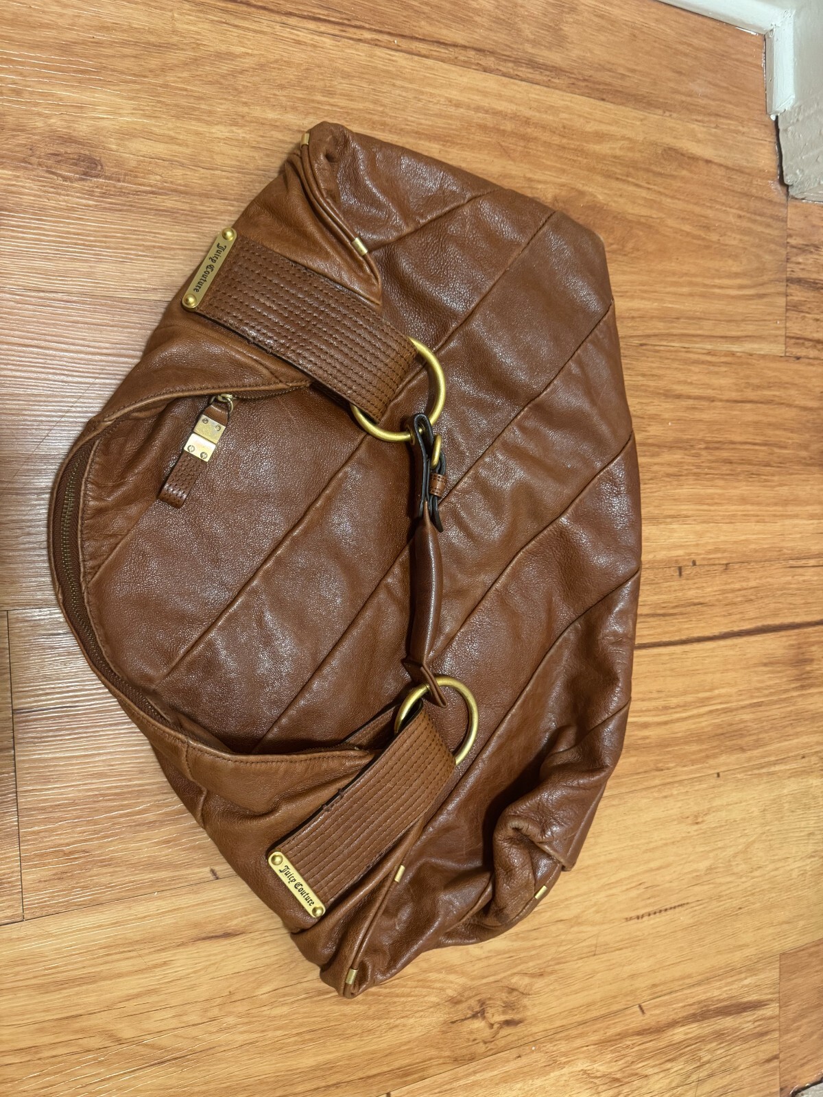 Juicy Couture Authentic Brown Leather Large Hobo Purse Y2K Great Condition