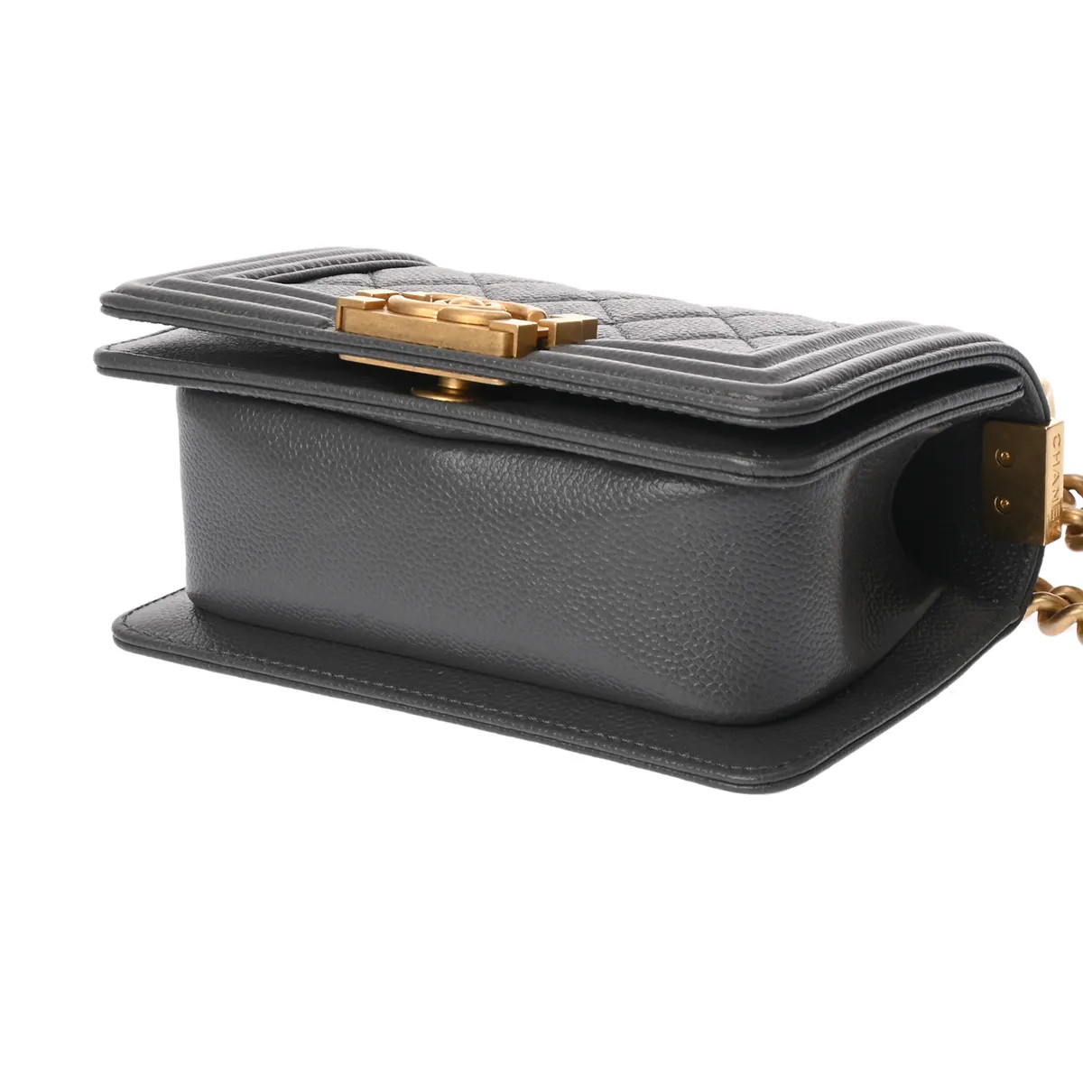 Chanel cm A67364 Shoulder Bag Grained Calfskin Gray #WB973