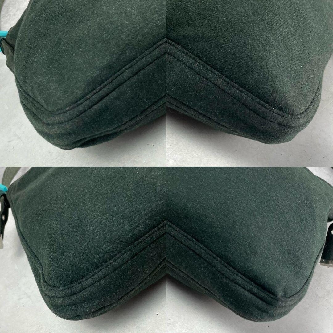 Fendi Mamma Baguette Jersey Shoulder Bag Green Knit Y2K Italy 11.8in