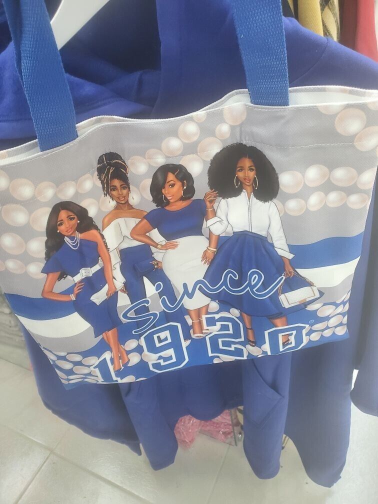 ZETA PHI BETA SORORITY CANVAS BAG PURSE TOTE MULTI-PURPOSE BAG WHITE 1920