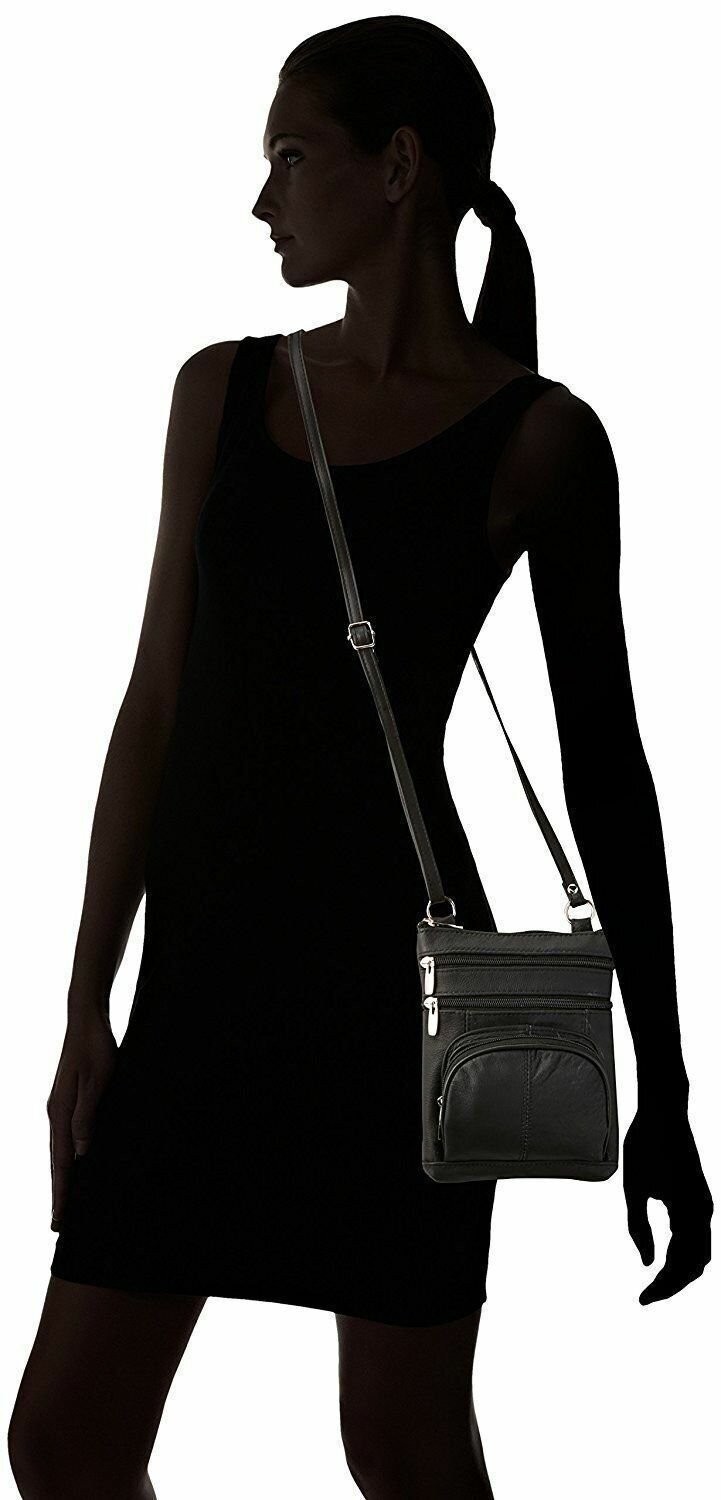 Real Leather Shoulder Bag Handbag Purse Cross Body Organizer Smart Phone Pockets