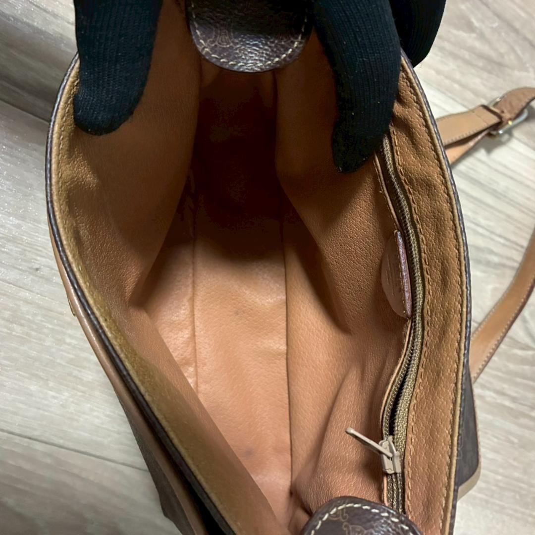 CELINE Macadam Brown Canvas Mini Shoulder Bag Missing Hardware Auth From Japan