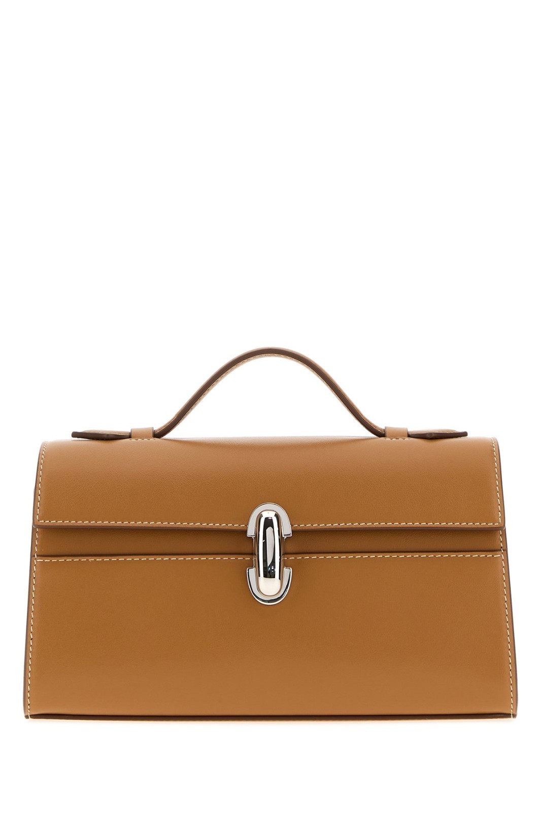 SAVETTE Camel Leather Symmetry Top Handle Bag New & Authentic