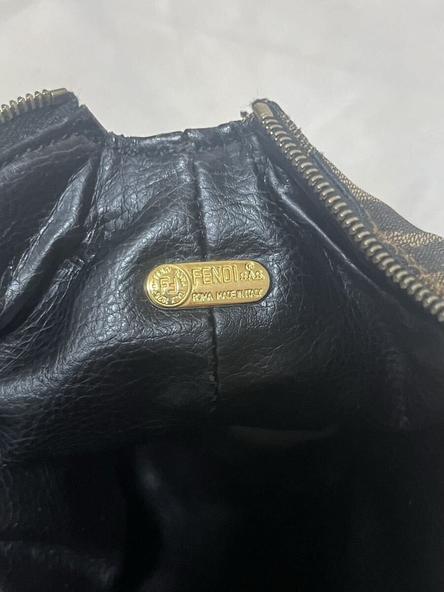FENDI Zucca Vanity Bag Black Gold Small Authentic