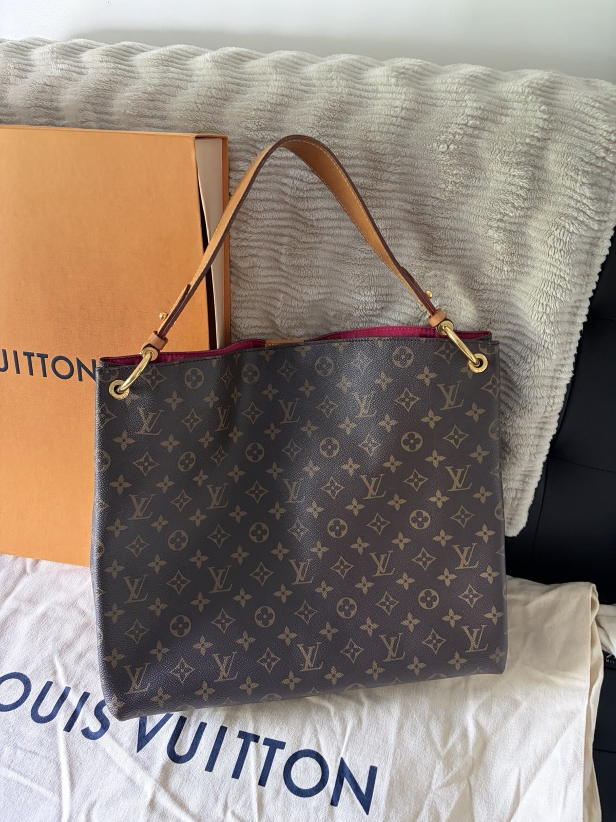 Louis Vuitton Monogram Shoulder Bag Brown w/ Pink Lining Zip, Box & Dust Bag