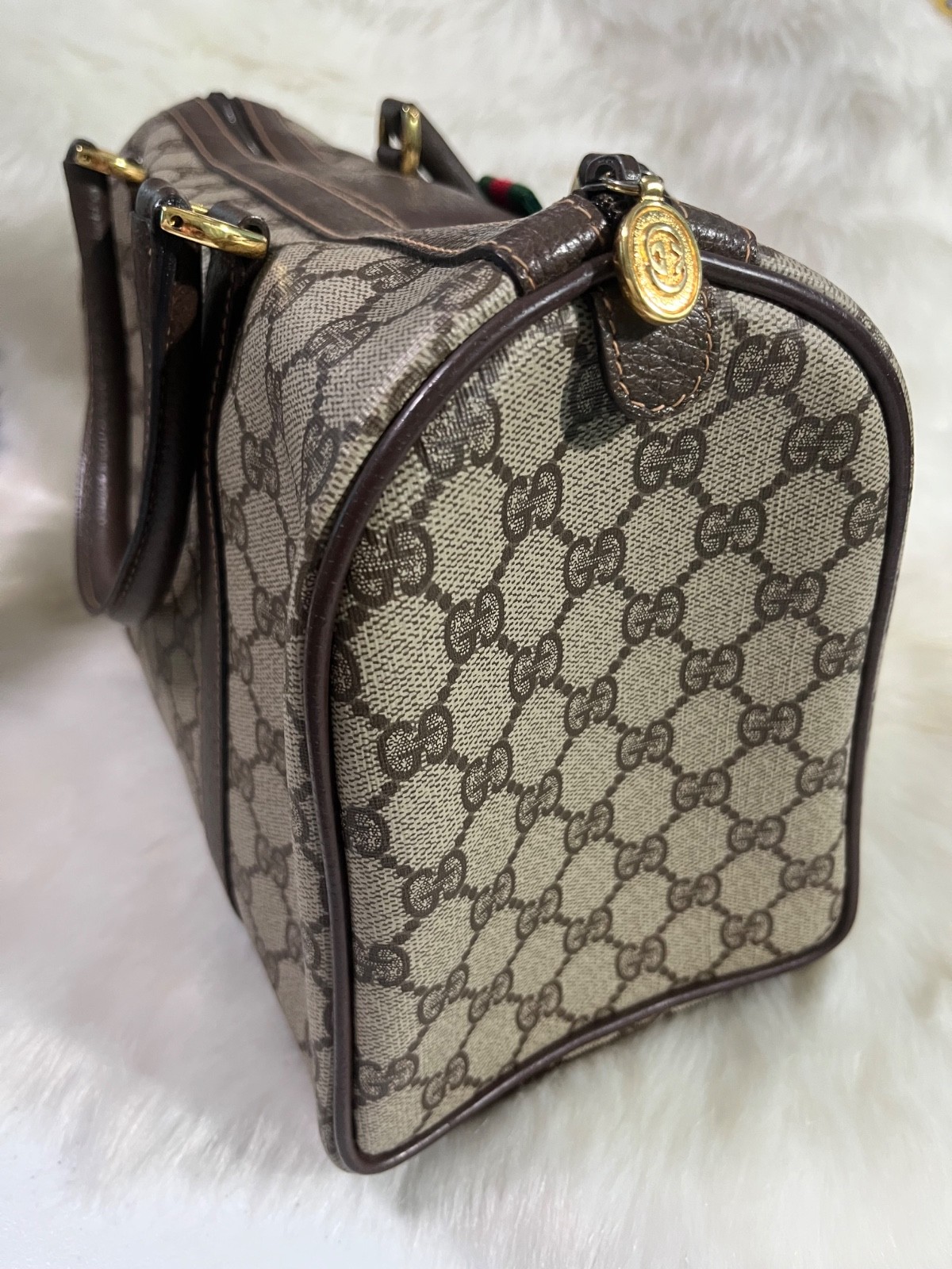 GUCCI 40.02.007 Mini Boston Bag PVC Leather Brown Vintage