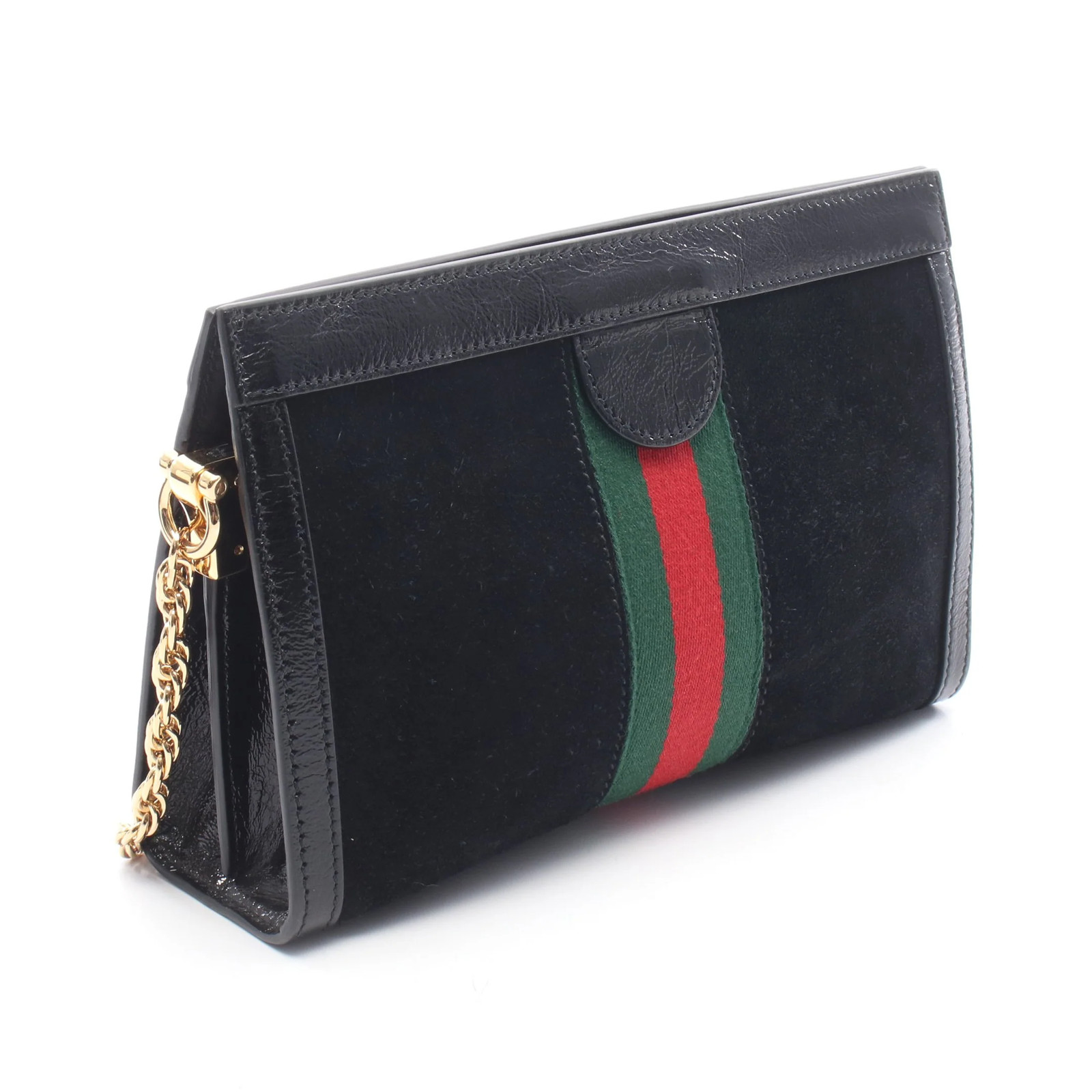 Gucci Chain Shoulder Shoulder Bag Black Leather #RCB14638