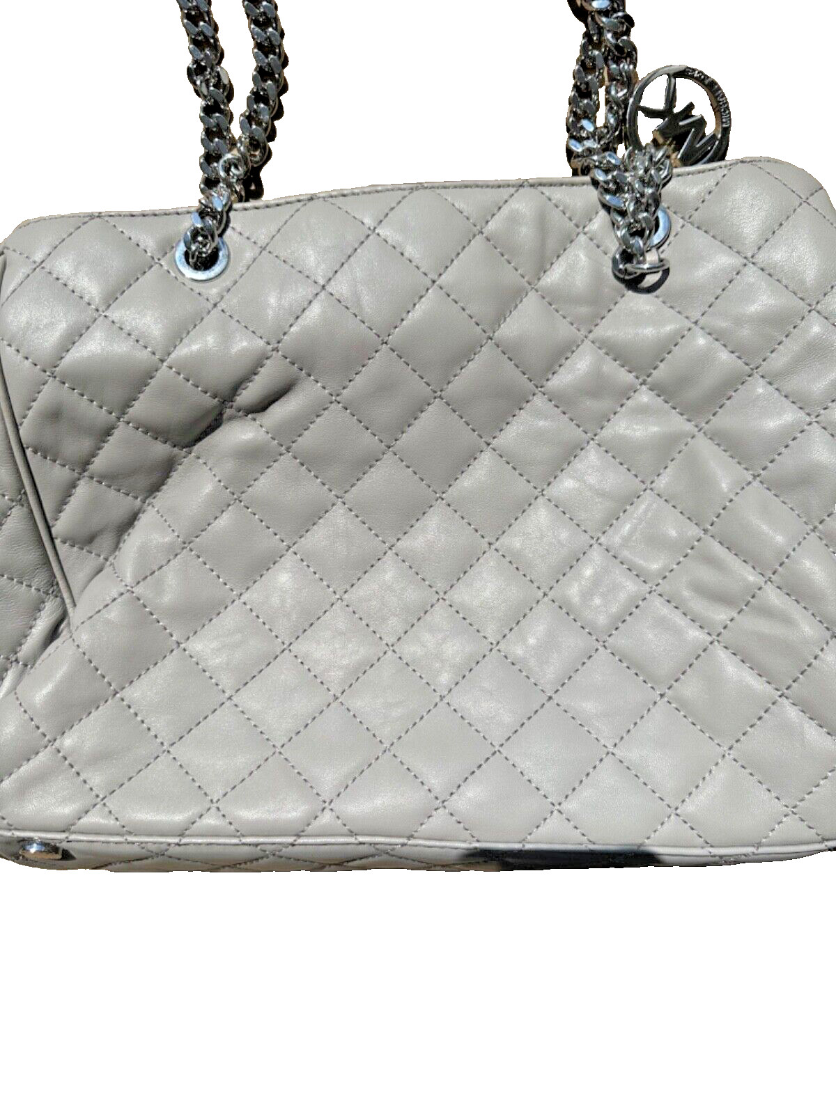 AUTHENTIC Michael Kors Susannah Large Quilted Leather Tote Handbag Pearl Grey