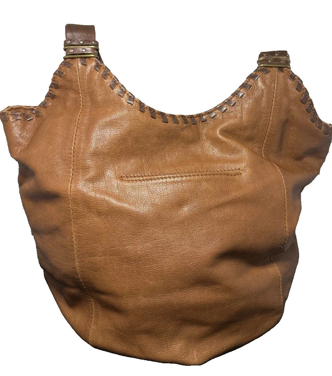 The Sak Indio Women Handbag Brown Leather Beaded Magnetic Inner Pockets Hobo Bag