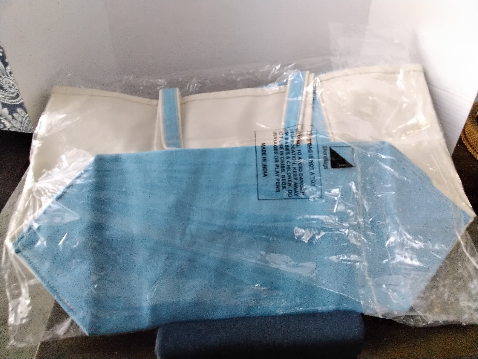 New Shorebags Large Canvas Boat Tote Cotton Canvas Light Blue