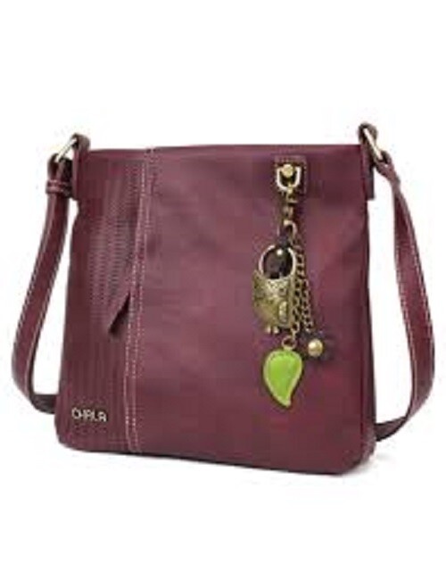 New Chala LASER CUT Crossbody Messenger Bag Converts Plum Purple OWL Bird gift