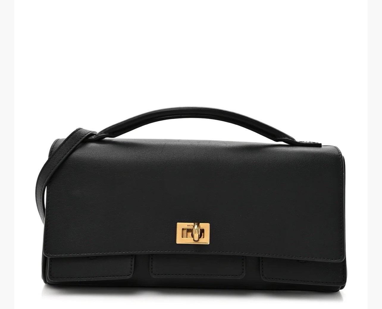 Balenciaga Bel Air Clutch on Strap Black Smooth Calf Leather Bag