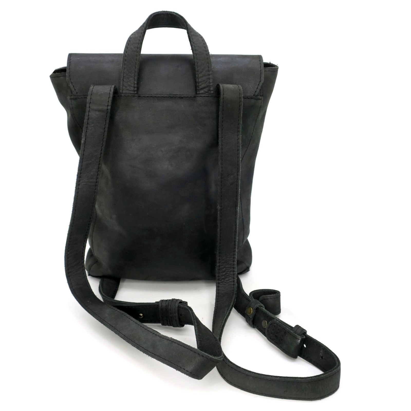 ABLE Fozi Black Leather Backpack Purse Urban Gold Ring Minimalist Distressed Bag