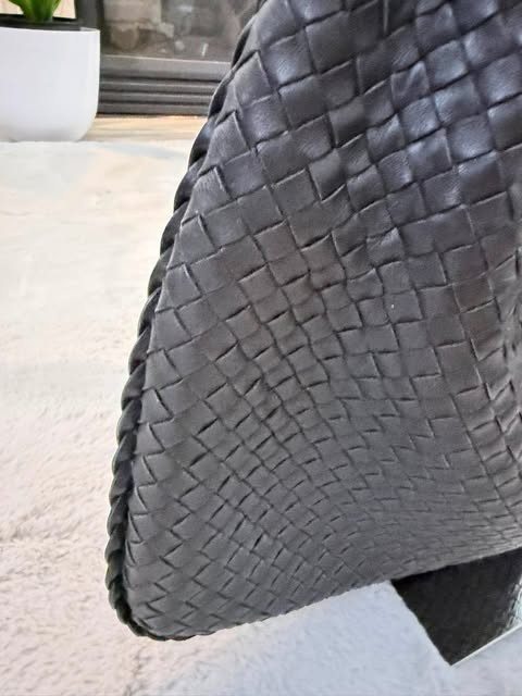 Authentic Bottega Veneta Black Intrecciato Nappa Leather Large Hobo Shoulder