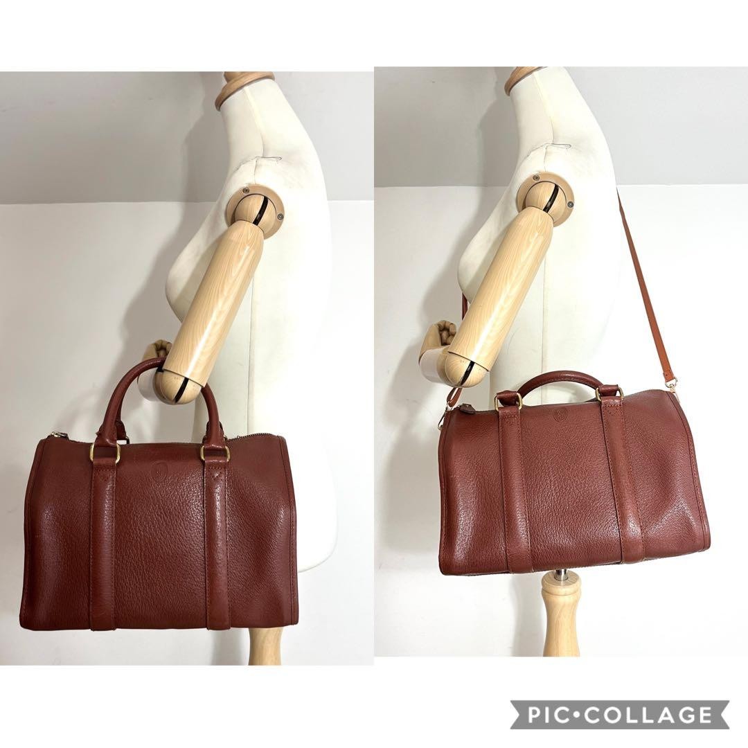 RALPH LAUREN 2Way Mini Boston Bag Hand Bag Shoulder Bag Leather Brown From Japan