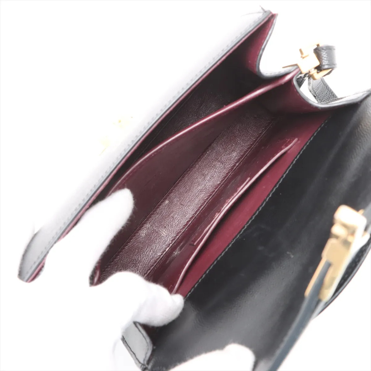 Saint Laurent Paris Cassandra Mini Leather 2 Way Handbag Black 602716