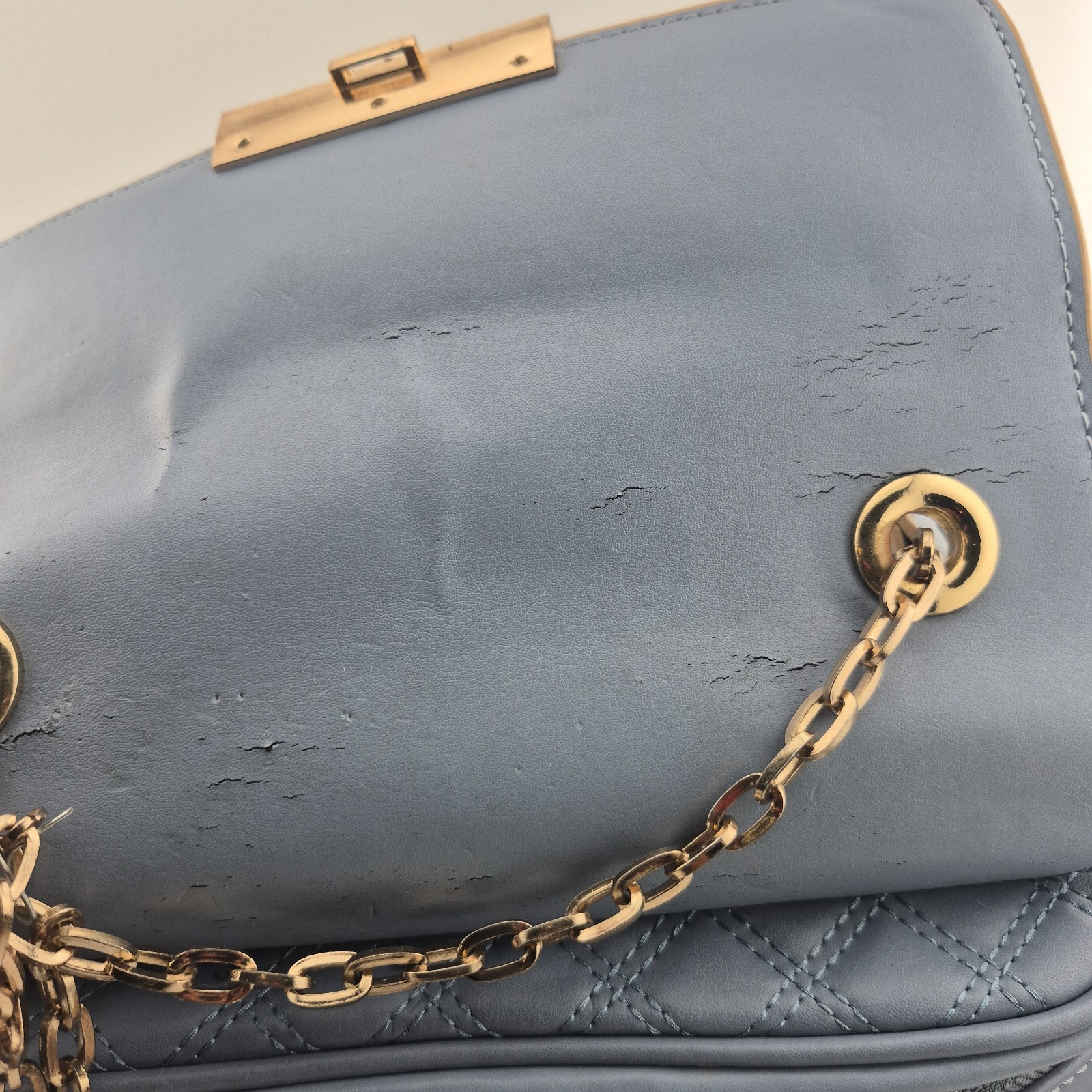 Michael Kors Spartina 449 French Blue Quilted Leather Chain Crossbody Bag