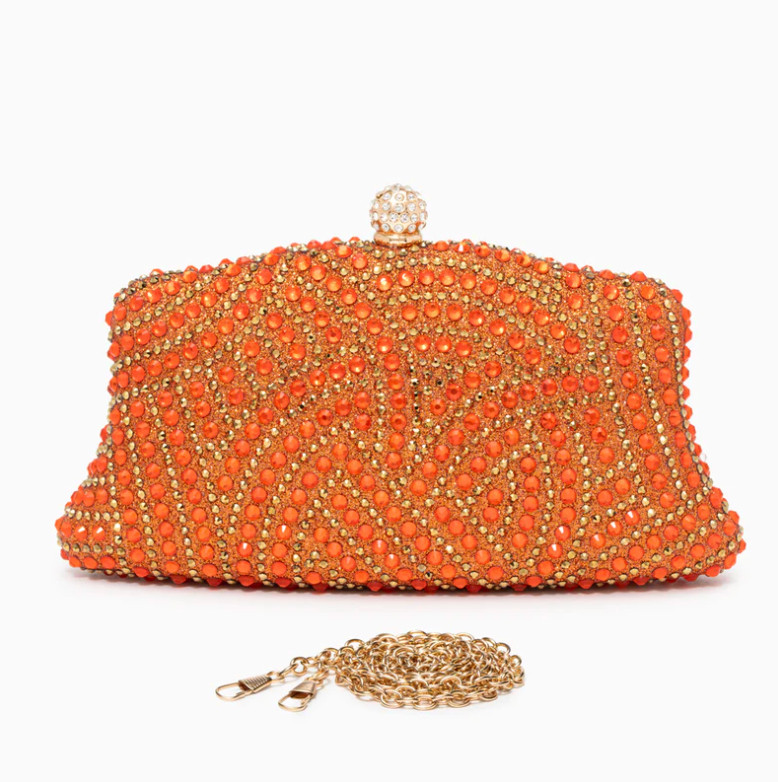 Noire Radiance Clutch Bag In Orange Color by Verano Hill