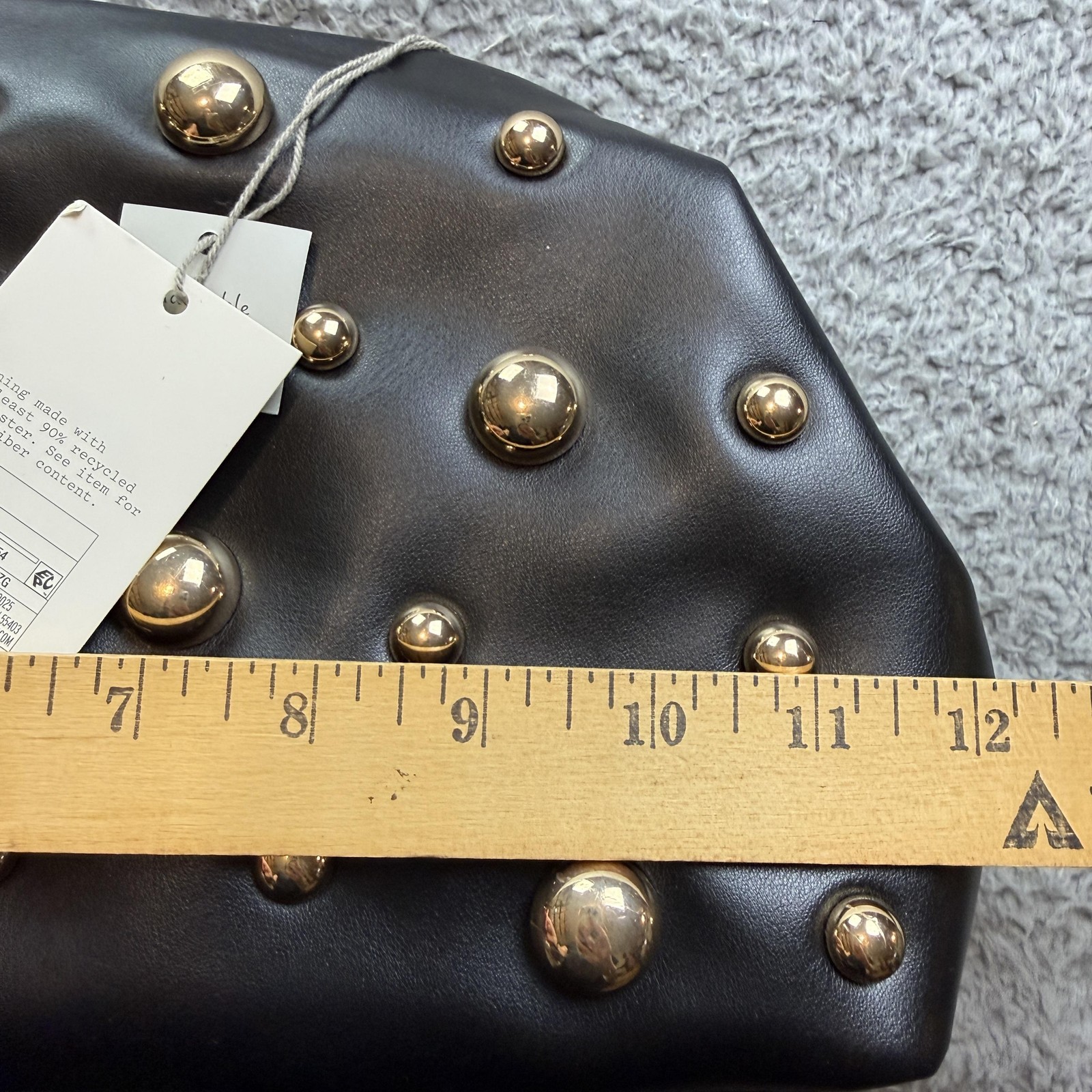 A New Day Womens Medium Black Studded Faux Leather Chain Strap Clutch Shoulder