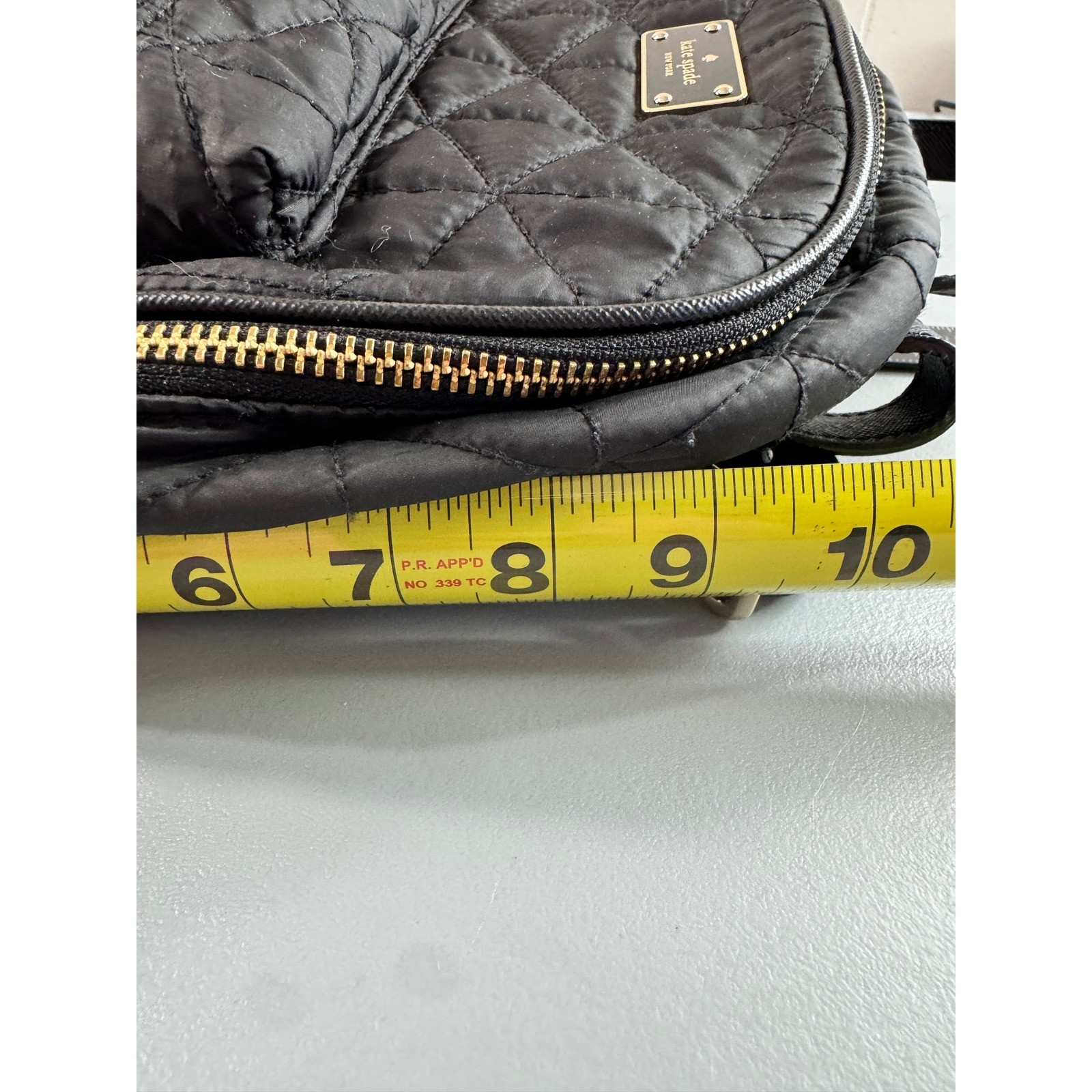 Kate Spade Backpack Women Medium Black Good Quilted Nylon Gold Zip Travel