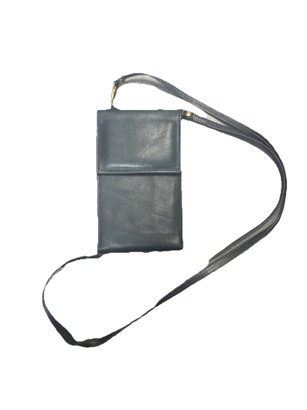Vintage Rolfs Dark Navy Blue Macro Bag Wristlet Wallet Leather Cowhide