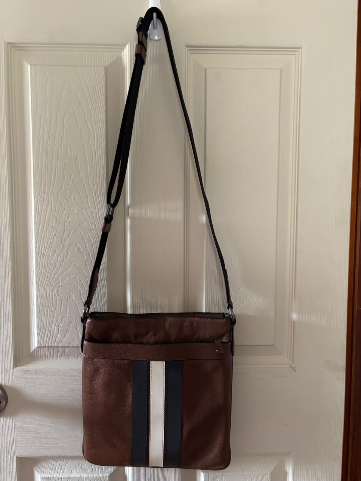 Coach Leather Charles Varsity Striped Crossbody Bag F23216