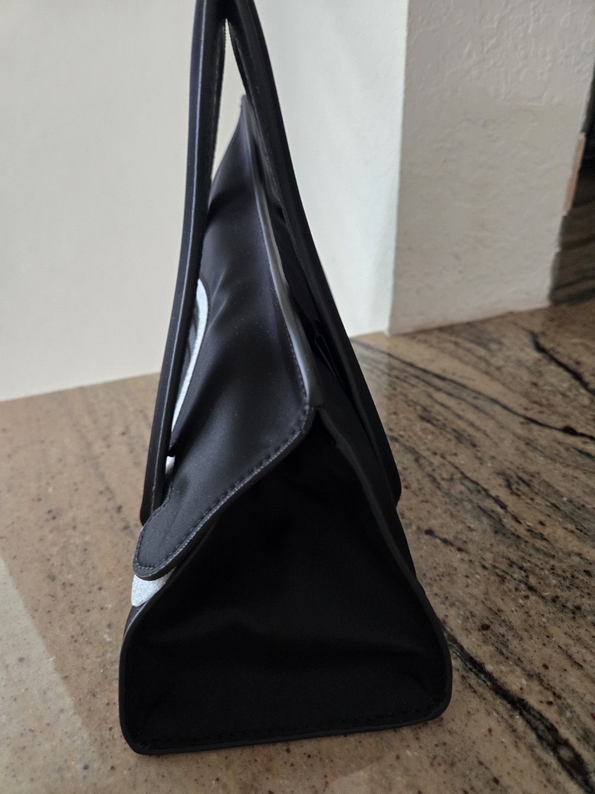 Global Supply Chain Telephone Black Gray Top Handle Bag w/ Zipper & Dust Bag