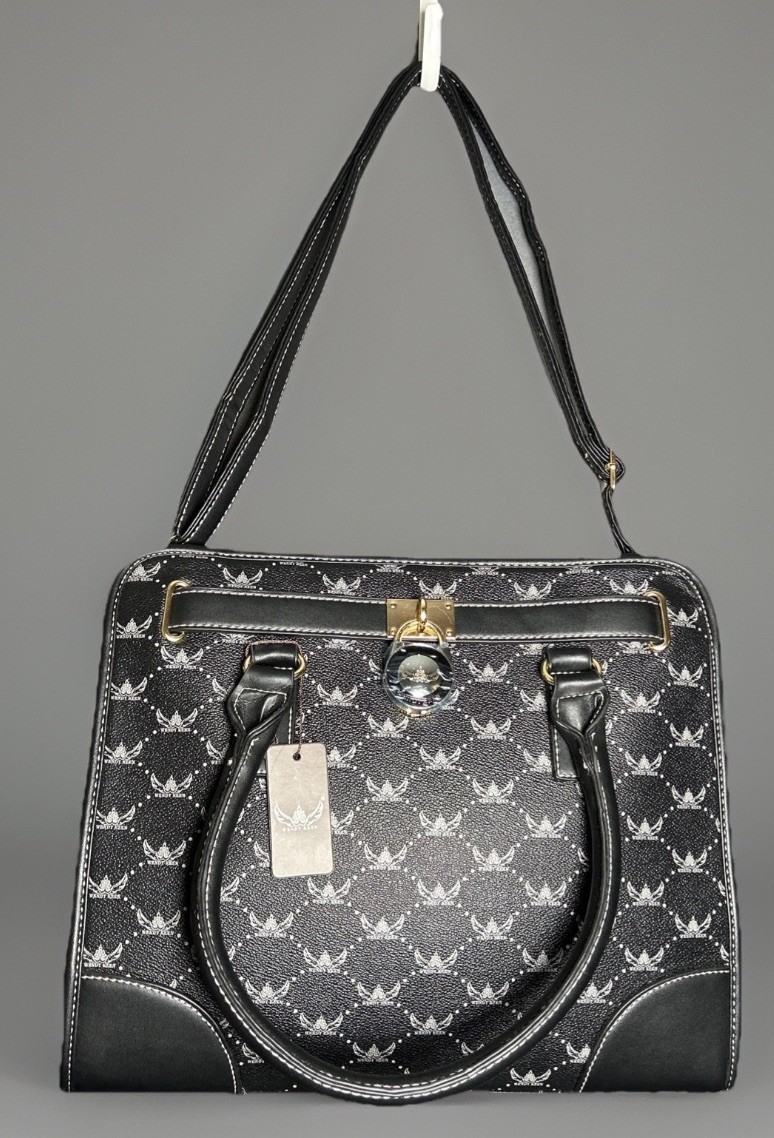 Wendy Keen #1677 Black Logo Satchel Tote Organizer Crossbody Bag NWT Shoulder