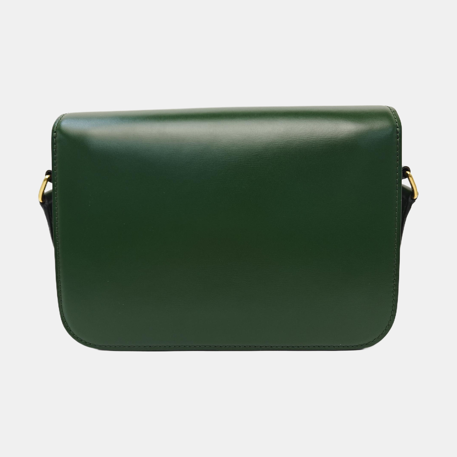 CELINE Medium Triomphe Chain Flap Bag Green Shiny Calfskin Leather Shoulder Bag