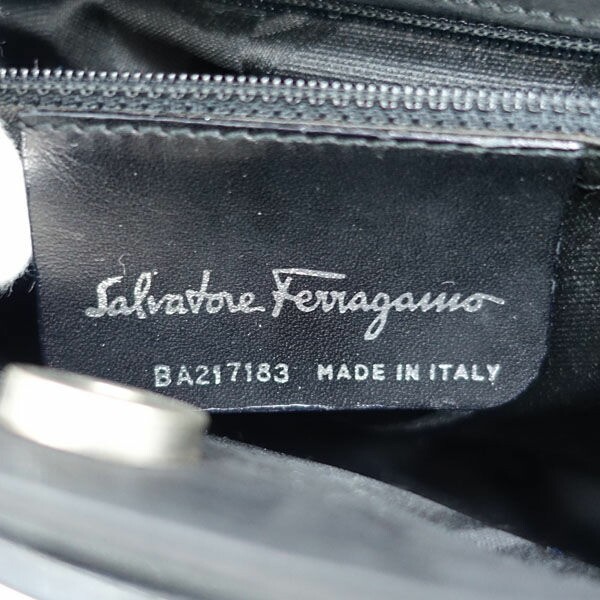 Salvatore Ferragamo Vara Bow Suede Black Handbag Auth FromJAPAN